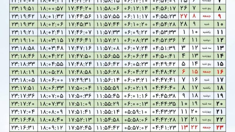 اوقات شرعی ماه رمضان قشم