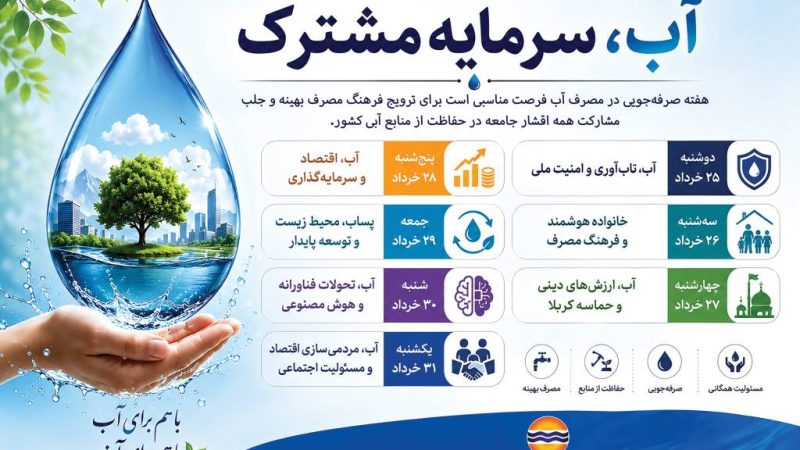 ‌هفته صرفه‌جویی در مصرف آب، فرصتی است برای بازنگری در رفتارمان با گران‌بهاترین میراث زمین.
